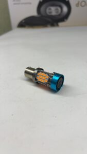 LED лампа 1156 P21W 150° поворот жовта CANBUS з кулером (0040)