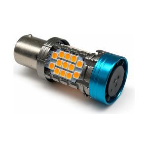 LED лампа 1156 P21W 150° поворот жовта CANBUS з кулером (0040)